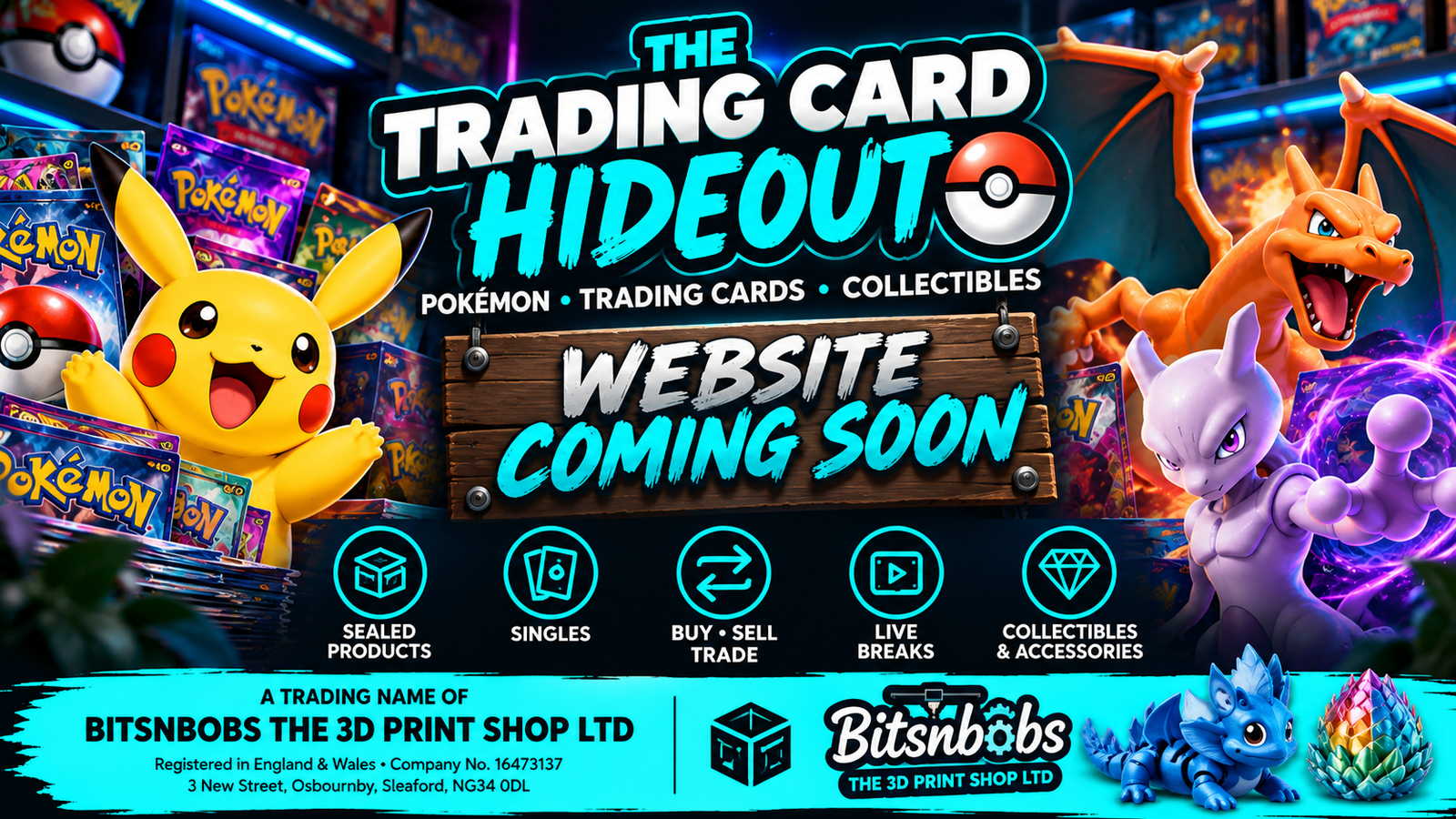 The Trading Card Hideout -
      Coming Soon. Part of Bitsnbobs
      The 3D Print Shop Ltd.